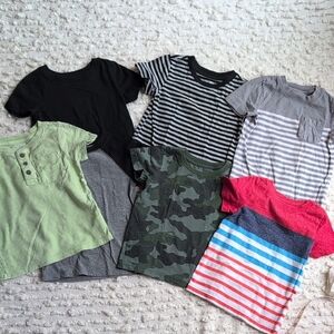 Cat & Jack Bundle Lot of 6 Short Sleeve Tees 2T Stripes Neutral Camo